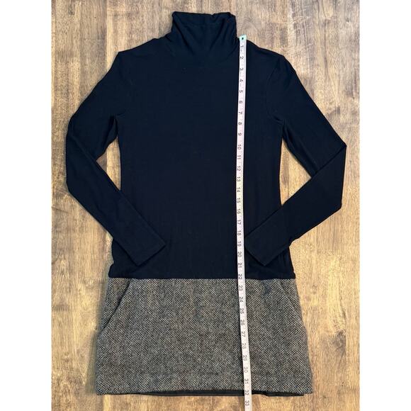 Theory Brand Mini Dress Turtleneck Tweed Wool Long Sleeve Black Women's Small - Picture 4 of 9